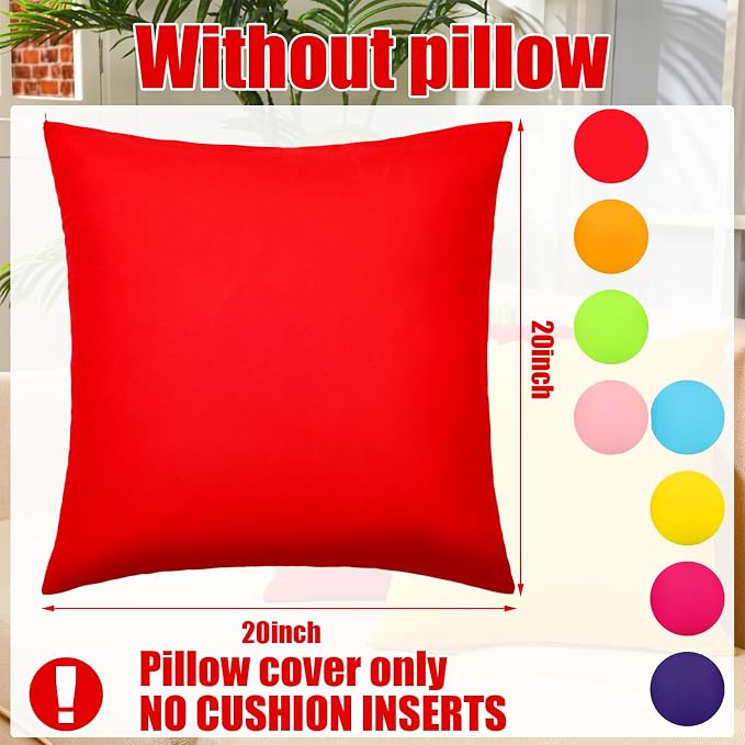 Preboun 8 Pcs 20 x 20 Inch Fresh Colors Decorative Throw Pillow Covers Mixed - Image 2
