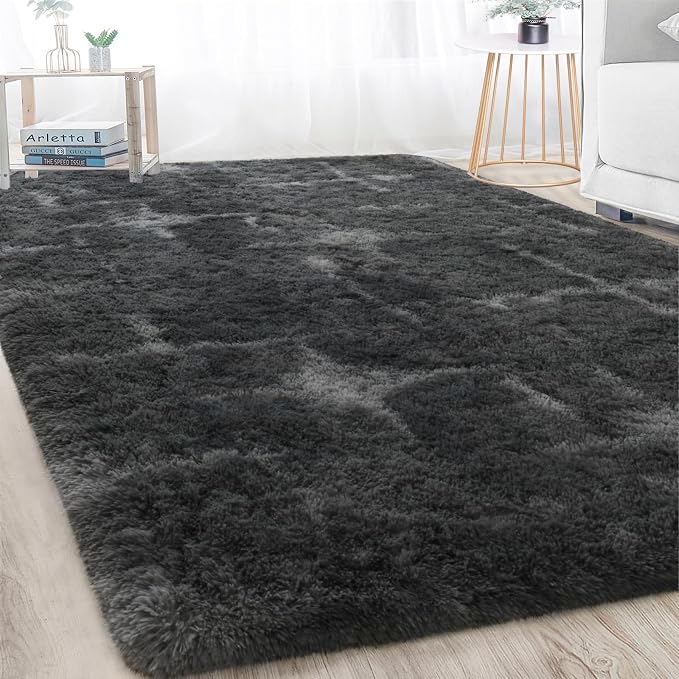 Meralax Gray Rugs for Living Room Bedroom, 5x8 Feet Soft Fluffy Gray Shaggy - Image 9