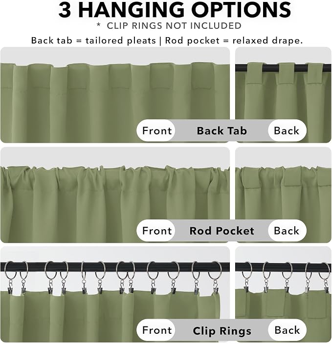 Deconovo Blackout Curtains, Thermal Insulated, W42 x L54 2 Panels, Back Tab - Image 2