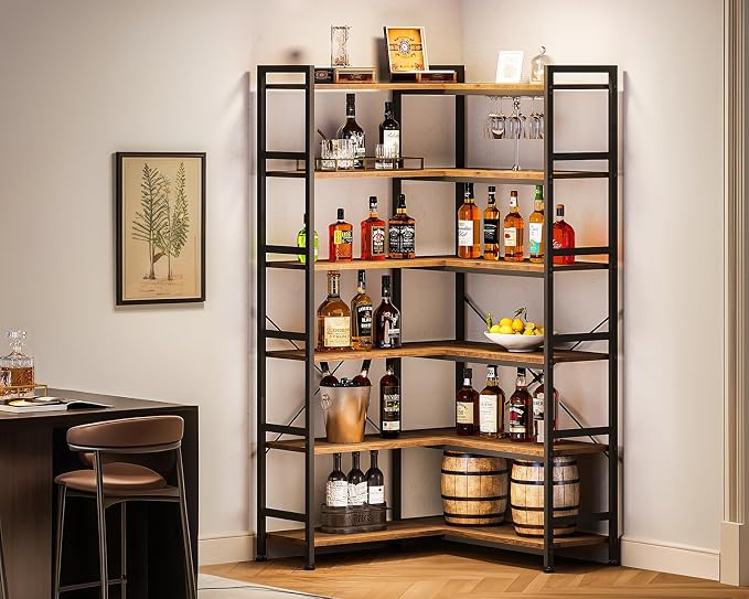 Casaottima Corner Bookshelf 6 Tier, 64 Inches Reversible Book Shelf - Image 6
