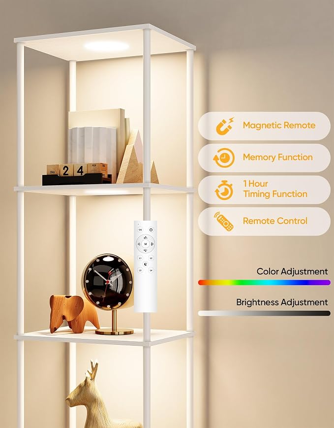 Display Shelf with RGBCW Light, Color Changing Curio Cabinet Floor Lamp with - Image 3