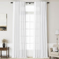 Nanspring Linen White Curtains for Living Room 2 Panels Set Extra Long Back Tab by Nanspring