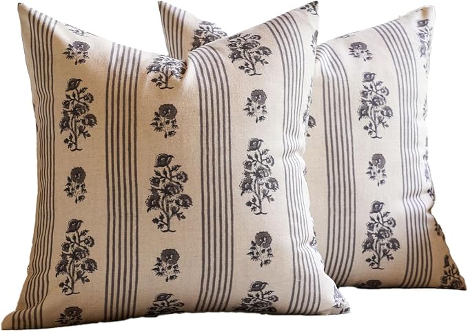 Amor Virisso Floral Throw Pillow Covers 24x24 Set of 2 Block Print Pillow - Image 8