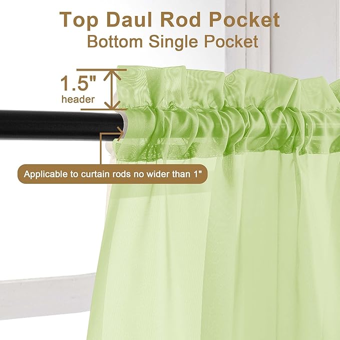 Chyhomenyc Sheer Curtains 108 Inch Length 2 Panels Set, Extra Long Light - Image 5