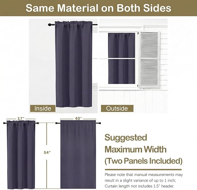 OVZME Greyish Purple Short Blackout Curtains - Image 2