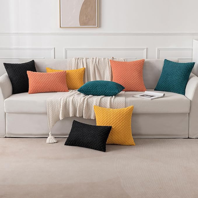 MIULEE Pack of 2 Decorative Throw Pillow Covers 16x16 Inch Soft Boho Striped - Image 5