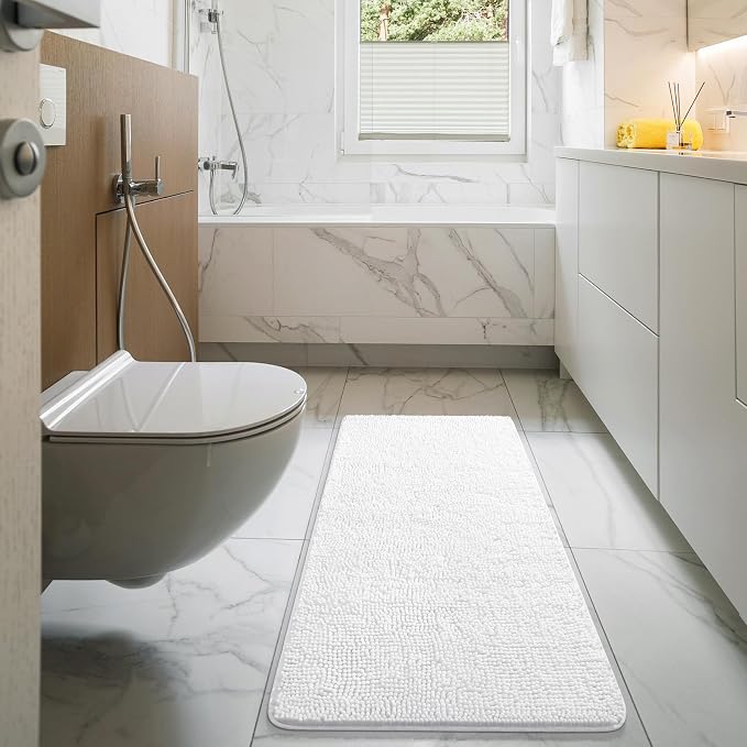 LOCHAS Luxury Bathroom Rug Shaggy Bath Mat 48 x 17 Inch, Washable Non Slip Bath - Image 7
