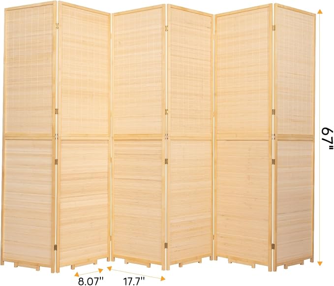 Bamboo Room Divider Folding Privacy Screens, Wall Divider - Image 2