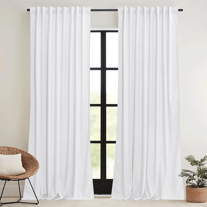 RYB HOME White Velvet Curtains 102 inches - Image 2
