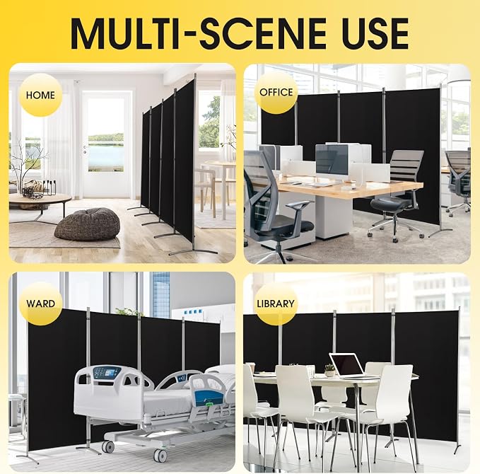 RANTILA 4 Panel Room Divider, 6 Ft Tall Folding Privacy Screen Room Dividers - Image 5
