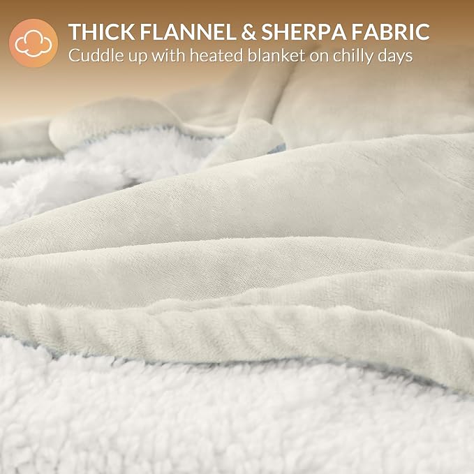 HOMLYNS LuxeHeat Heated Blanket Electric Blanket Queen Size, Soft Flannel - Image 5