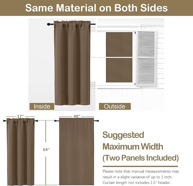 OVZME Brown Short Blackout Curtains - Image 2