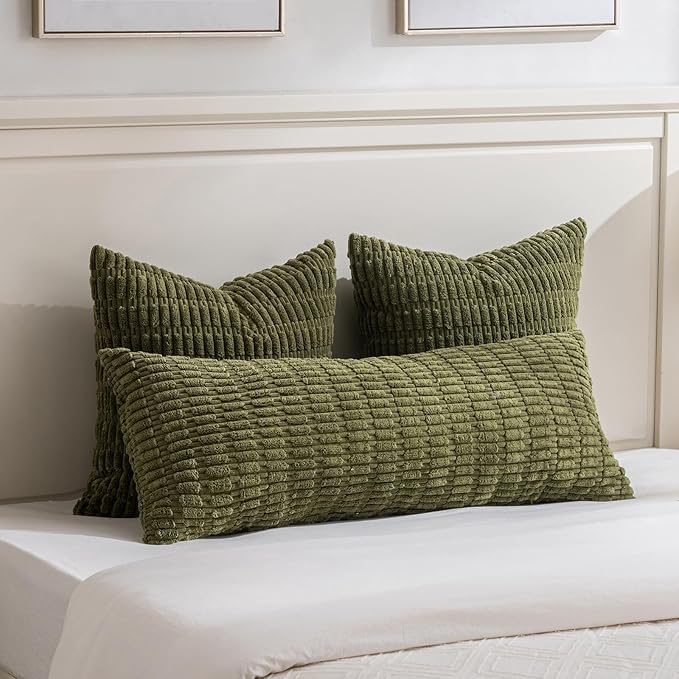 Fancy Homi 4 Packs Boho Moss Green Decorative Throw Pillow Covers 16x16 Inch - Image 5