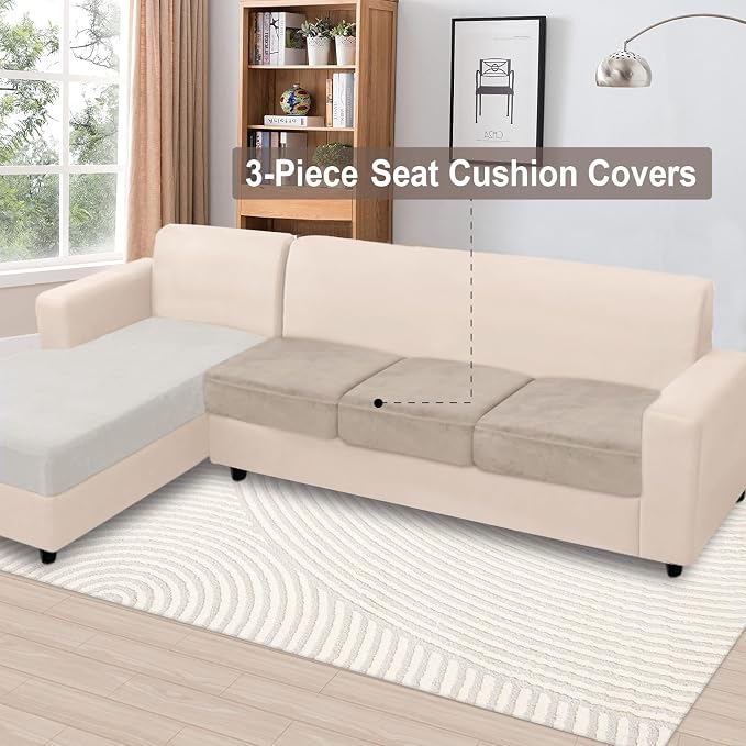 NAISI Couch Cushion Covers 3 Pieces Velvet Stretch Sofa Seat Covers or Backrest - Image 2