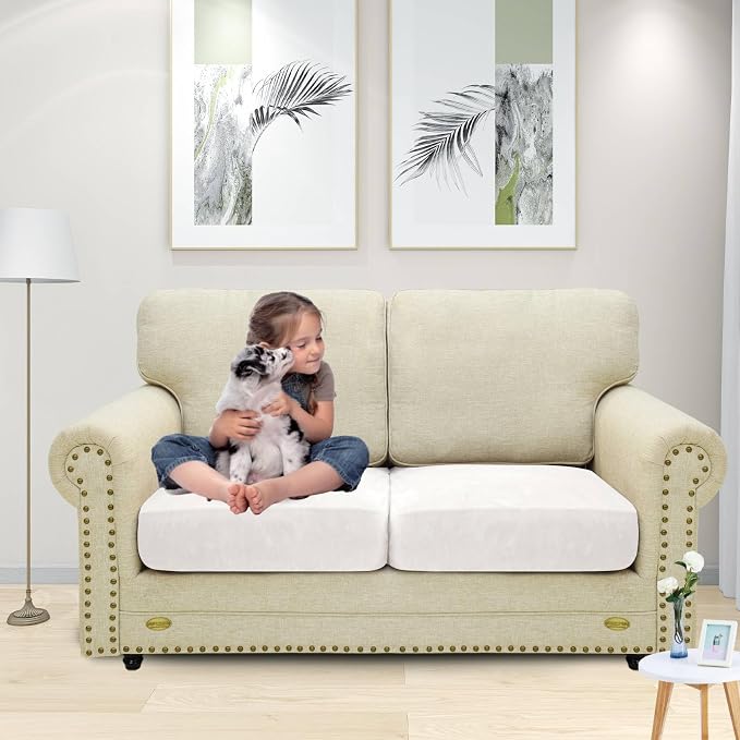 MAXIJIN Velvet Stretch Cushion Covers Couch Cushion Slipcovers Loveseat Sofa - Image 2