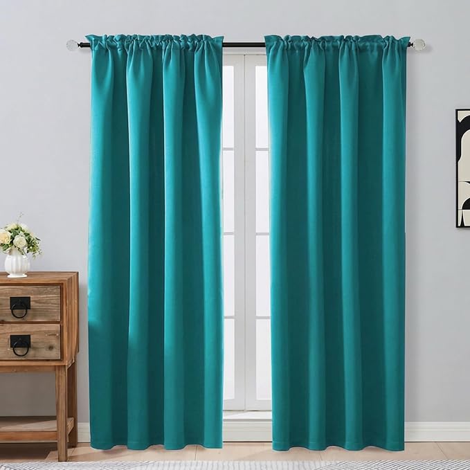 OVZME Teal Blackout Curtains for Bedroom 72 Inch Length 2 Panels Set, Thermal by OVZME
