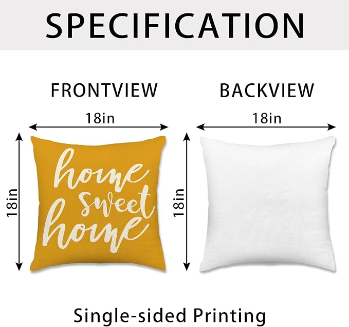 Hexagram Geometric Yellow Pillow Covers 18x18 Set of 4, Decorative Outdoor - Image 3