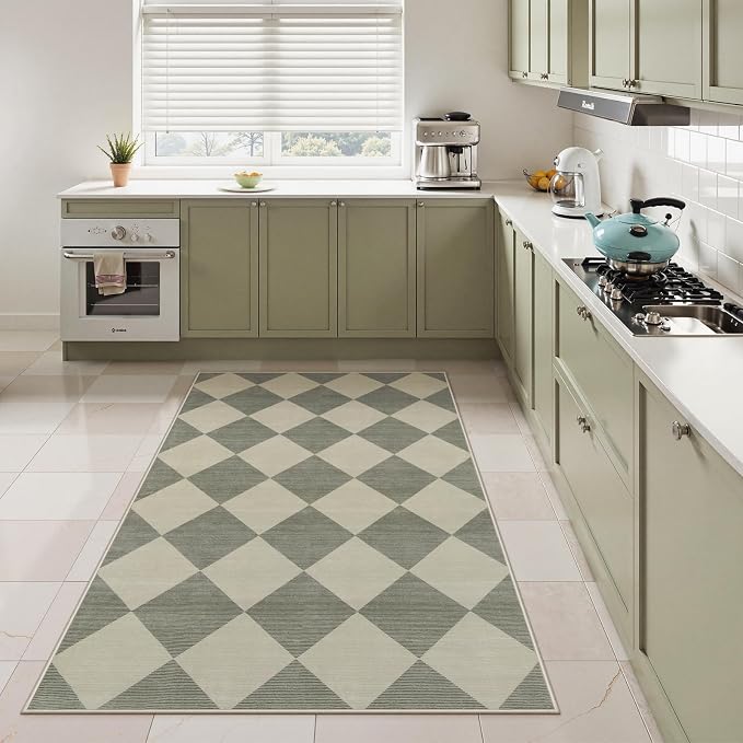 Beeiva Checkered Print Bedroom Area Rug 3x5, Non Slip Ultra Thin Washable - Image 4