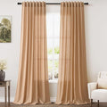 Extra Long Camel Linen Curtains 2 Panels 102 Inches Long by Nanspring