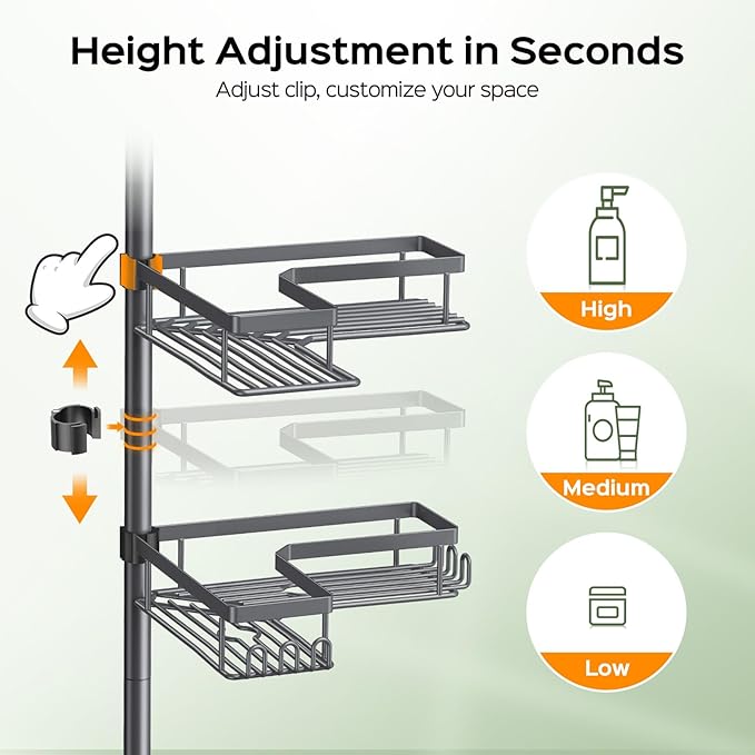 HAMITOR Corner Bathroom Shower Caddy: 4-Tier Rustproof Shampoo Organizer Shelf - Image 4