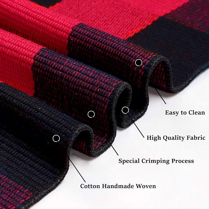 IOHOUZE Christmas Buffalo Plaid Rug 2x3 Ft Outdoor Indoor Doormat Red Black - Image 7