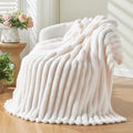 NEWCOSPLAY Super Soft Twin Blanket Ivory Premium Silky Flannel Fleece 3D Ribbed by NEWCOSPLAY