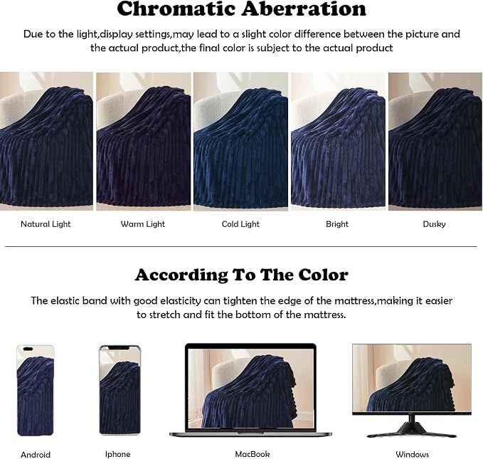 NEWCOSPLAY Super Soft Queen Blanket Dark Navy Premium Silky Flannel Fleece 3D - Image 6