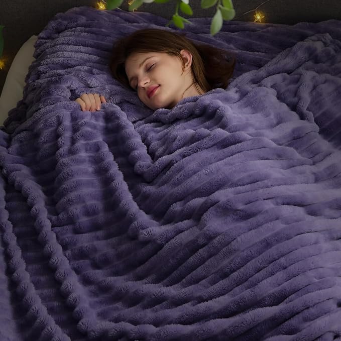 NEWCOSPLAY Super Soft Queen Blanket Lavender Premium Silky Flannel Fleece 3D - Image 2