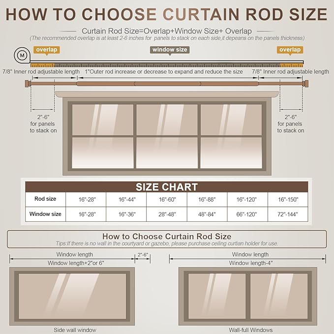 Lootkell Gold Curtain Rods for Windows 28 to 48 Adjustable Modern Curtain Rod 1 - Image 8