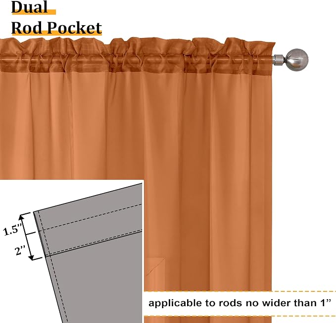 Aiyufeng Orange Sheer Curtains 90 Inches Long 2 Panels Set, Light Filtering - Image 4