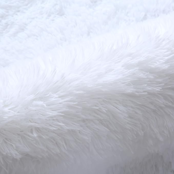 7x10 Area Rugs for Living Room: White Shag Area Rug 7 x 10 Carpets for Living - Image 6