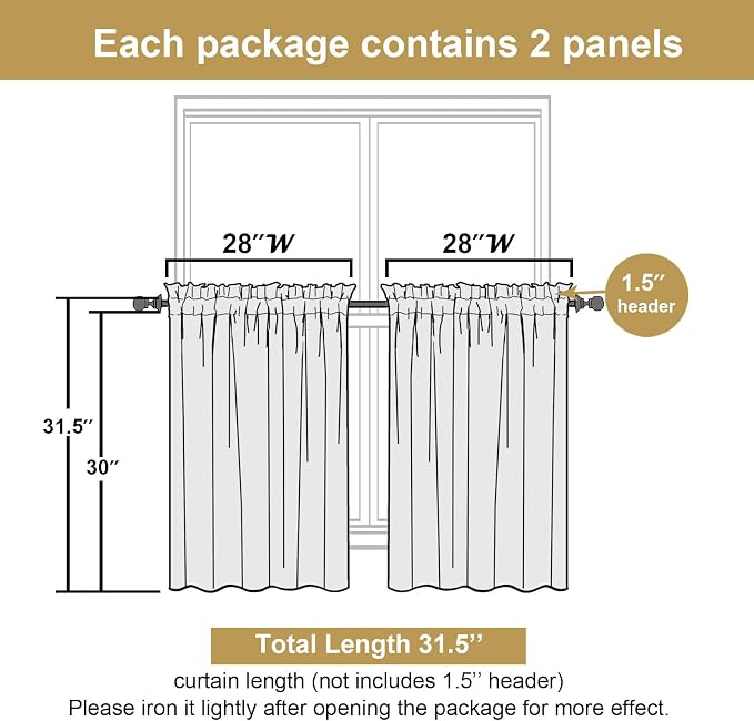 Lecloud Leia Ivory Sheer Curtains 30 Inch Length 2 Pcs, Jacquard Leaf Textured - Image 3