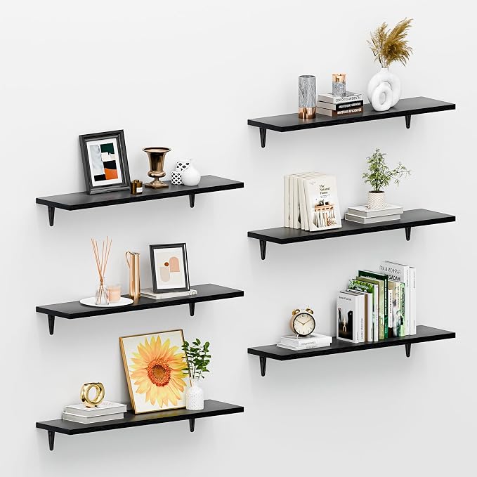 SKYSEN Floating Shelves for Wall Set of 6, 23.6in Wood Wall Shelf for Decor by skysen