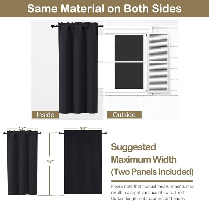OVZME Black Short Blackout Curtains - Image 2