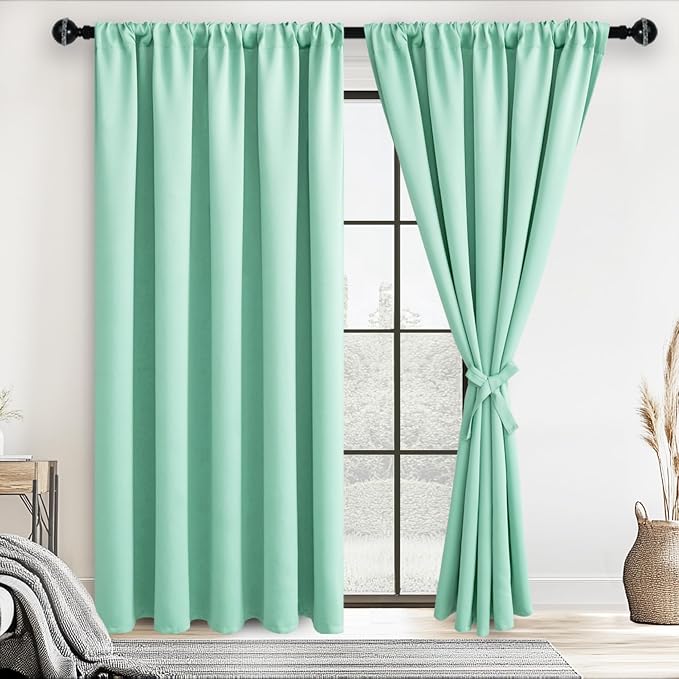 JIUZHEN Mint Green Blackout Curtains by JIUZHEN