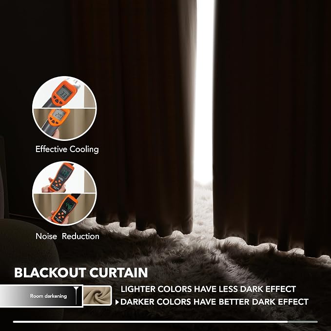 Deconovo Solid Back Tab and Rod Pocket Curtains Thermal Insulated Blackout - Image 5