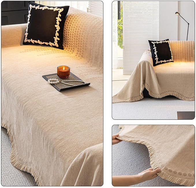 ROOMLIFE Khaki Couch Cover Sofa Covers, Chenille Couches Covers - Image 9