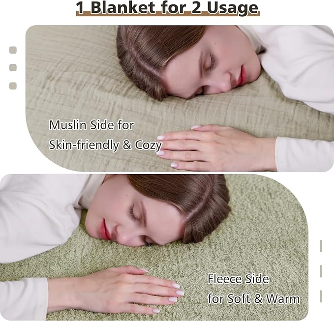 EMME Muslin and Fleece Queen Blanket Reversible - Image 2