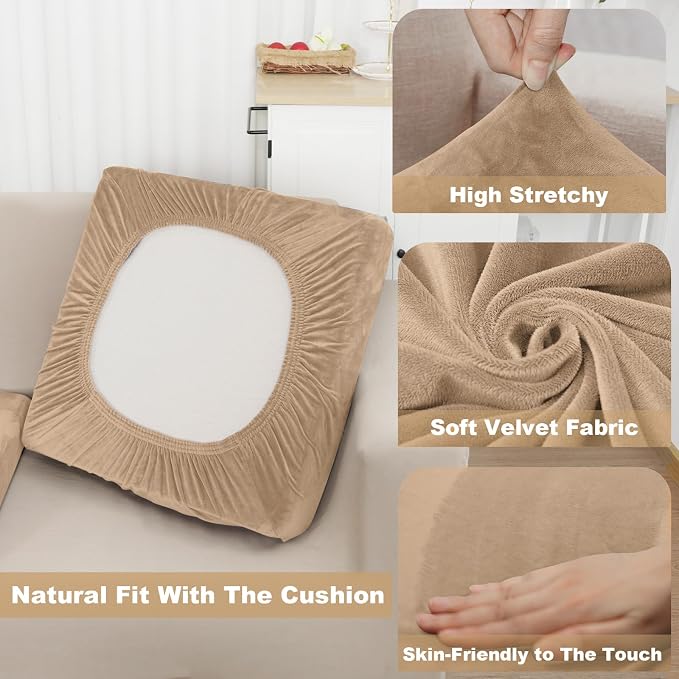 NAISI Sectional Couch Cover 4 Pieces Velvet Separate Couch Cushion Covers L - Image 3