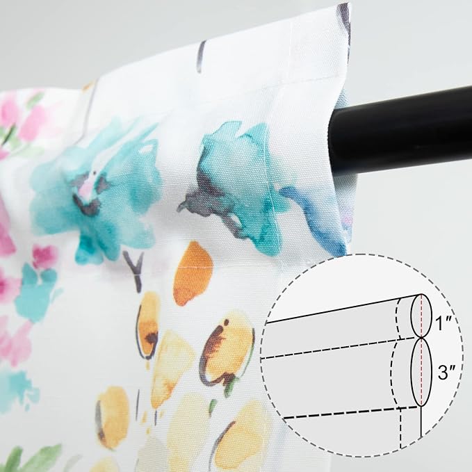 Leeva Farmhouse Style Valances for Windows, Watercolor Flower Print Valance - Image 4