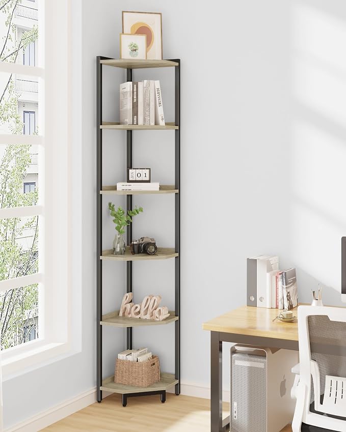 Hzuaneri Corner Shelf Stand, Corner Bookshelf, Storage Standing Shelf Unit - Image 6