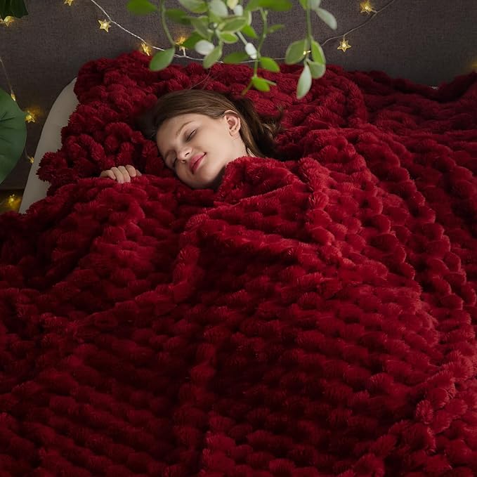 NEWCOSPLAY Super Soft King Blanket Red Premium Silky Flannel Fleece 3D Clouds by NEWCOSPLAY