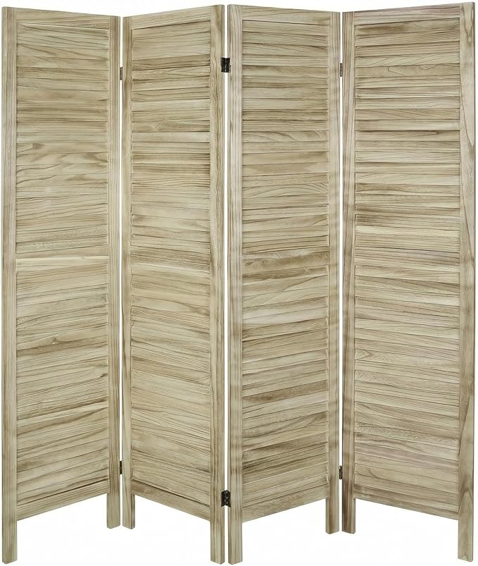 Bluecat 4 Panel Room Divider, Freestanding Solid Wood Partition Wall by Unknown