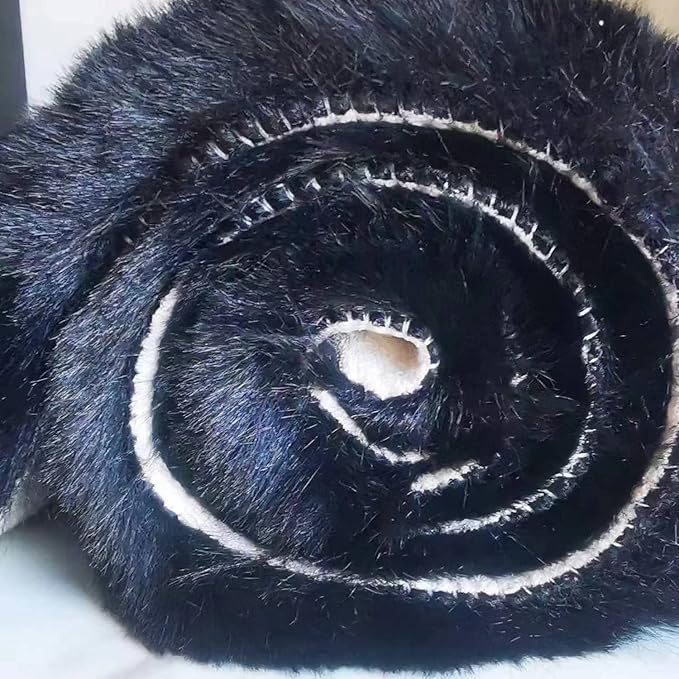 Ghouse Faux Rabbit Fur Round Rug 4ft Black Round Rugs - Image 7