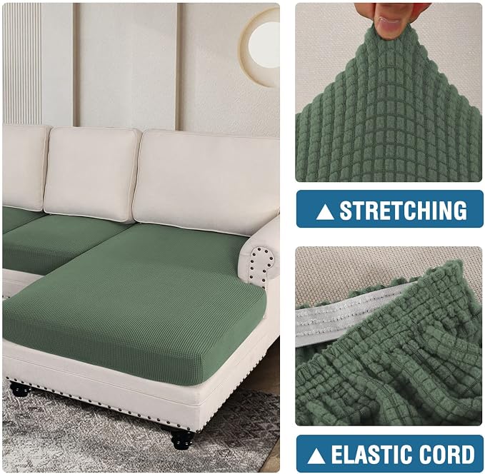 H.VERSAILTEX Sectional Couch Covers 4 Pieces Sofa Seat Cushion Covers L Shape - Image 6