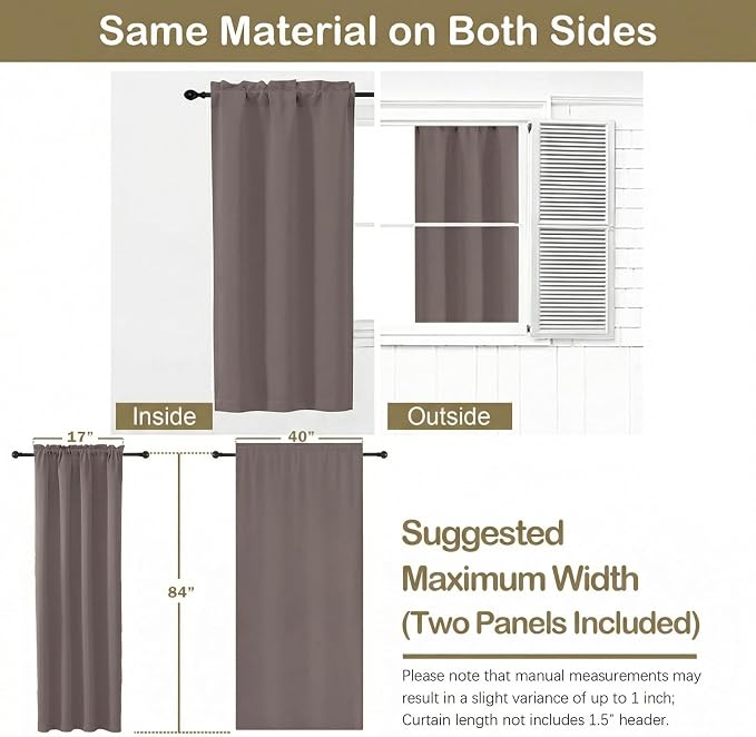 OVZME Latte Blackout Curtains for Bedroom 84 Inch Length 2 Panels Set, Thermal - Image 2