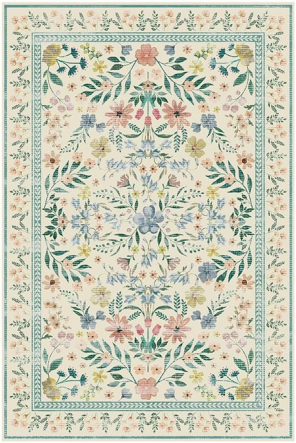 Rugxara Door Mat Floral Entryway Rug, Washable Samll 2x3 Rug, Boho Green Front - Image 4