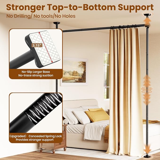 Bonpally Room Divider Curtain Rod, No Drilling Room Separator - Image 2