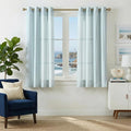 jinchan Linen Curtains for Living Room Aqua Blue Vertical Striped on White by JINCHAN