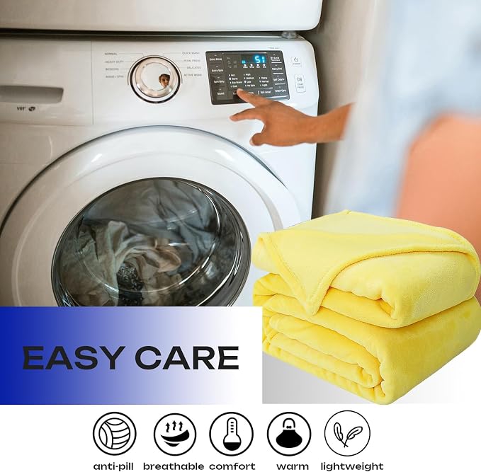 JIAHANNHA Yellow Throw Blanket Fleece Blanket Throw Size, Super Soft Cozy Plush - Image 5